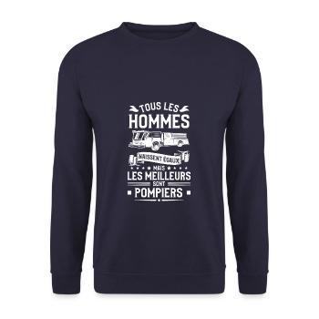 Mais Les Meilleurs Sont Pompiers Pompier - Sweat-shirt Unisexe - marine - Devant - Alina (178cm) & Michal (187cm)