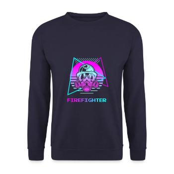 Retro Firefighter Firefighting - Unisex Sweatshirt - navy - Front - Alina (178cm) & Michal (187cm)