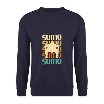 Retro Vintage Classic Sumo Wrestling Wrestler - Sweat-shirt Unisexe - marine - Devant - Alina (178cm) & Michal (187cm)