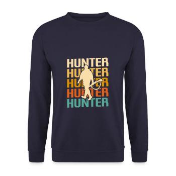 Retro Vintage Classic Hunter Jagd - Unisex Pullover - Navy - Vorne - Alina (178cm) & Michal (187cm)