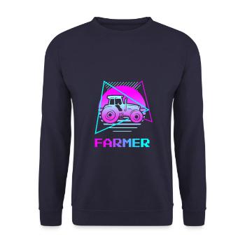 Retro Farmer Farm Farming - Unisex Sweatshirt - navy - Front - Alina (178cm) & Michal (187cm)