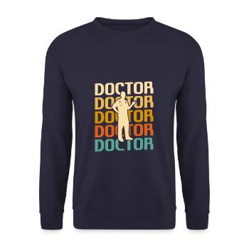 Retro Doctor Medical Doctors - Unisex Sweatshirt - navy - Front - Alina (178cm) & Michal (187cm)