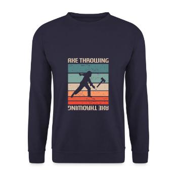 Retro Vintage Classic Axt Wurfspieler - Unisex Pullover - Navy - Vorne - Alina (178cm) & Michal (187cm)