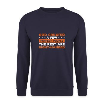 Gott schuf ein paar vollkommene Menschen, der Rest ist - Unisex Pullover - Navy - Vorne - Alina (178cm) & Michal (187cm)