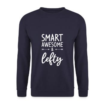 Smart Awesome & Lefty Funny Left Handed - Unisex Sweatshirt - navy - Front - Alina (178cm) & Michal (187cm)