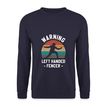Warnung Linkshänder Fechter Fechten Linksfechter - Unisex Pullover - Navy - Vorne - Alina (178cm) & Michal (187cm)