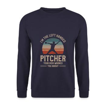 Je suis le lanceur gaucher que ta mère t’a prévenu - Sweat-shirt Unisexe - marine - Devant - Alina (178cm) & Michal (187cm)