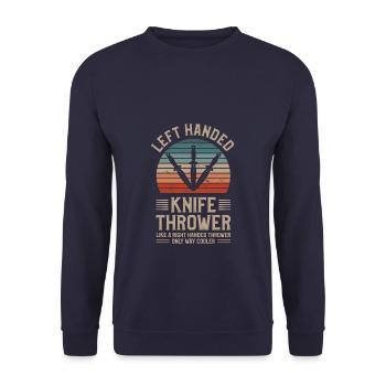 Left Handed Knife Thrower Like A Right Handed - Unisex Sweatshirt - navy - Front - Alina (178cm) & Michal (187cm)