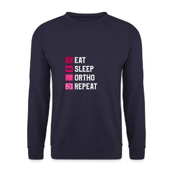 Eat Sleep Ortho Repeat Orthopedic Orthopedist - Unisex Sweatshirt - navy - Front - Alina (178cm) & Michal (187cm)