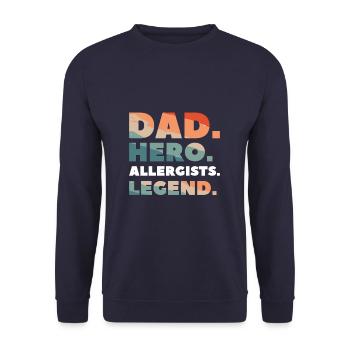Papa Héros Allergologues Légende Allergologue Allergologue - Sweat-shirt Unisexe - marine - Devant - Alina (178cm) & Michal (187cm)