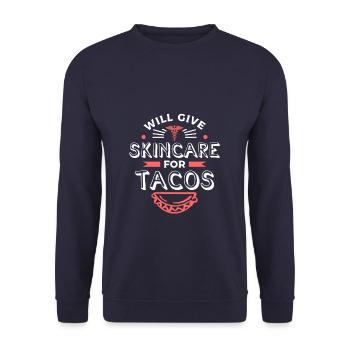 Will Give Skincare For Tacos Dermatologist - Unisex Sweatshirt - navy - Front - Alina (178cm) & Michal (187cm)