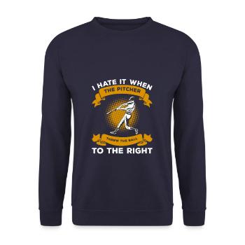 Ich hasse es, wenn der Pitcher den Ball nach rechts warf - Unisex Pullover - Navy - Vorne - Alina (178cm) & Michal (187cm)