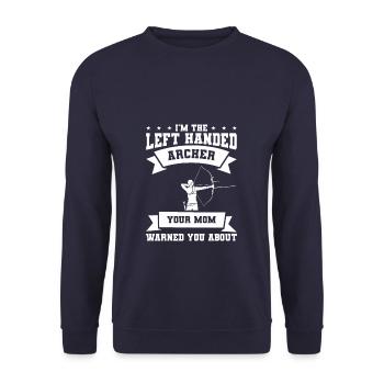 Je suis l’archer gaucher que ta mère t’a prévenu - Sweat-shirt Unisexe - marine - Devant - Alina (178cm) & Michal (187cm)