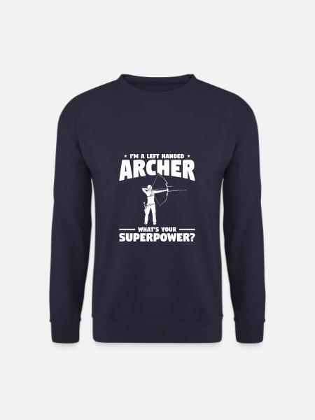 Ich bin ein linkshändiger Bogenschütze, was ist deine Superkraft? - Unisex Pullover - Navy