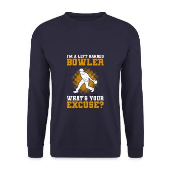 Je suis un joueur de quilles gaucher Quelle est votre excuse - Sweat-shirt Unisexe - marine - Devant - Alina (178cm) & Michal (187cm)