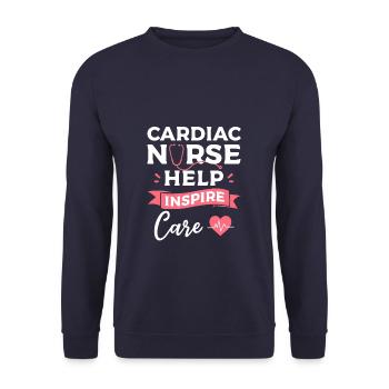 Herzkrankenschwestern helfen, Pflege-Kardiologie-Krankenschwester zu inspirieren - Unisex Pullover - Navy - Vorne - Alina (178cm) & Michal (187cm)