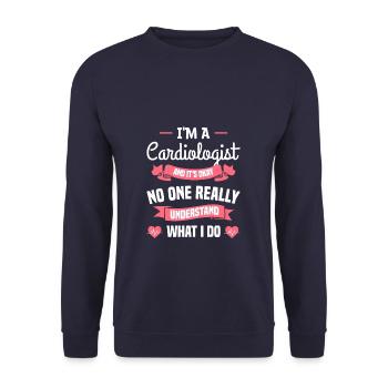 I'm A Cardiologist And It's Okay No One Really - Unisex Sweatshirt - navy - Front - Alina (178cm) & Michal (187cm)