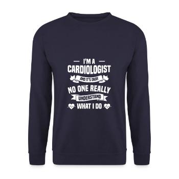 I'm A Cardiologist And It's Okay No One Really - Unisex Sweatshirt - navy - Front - Alina (178cm) & Michal (187cm)
