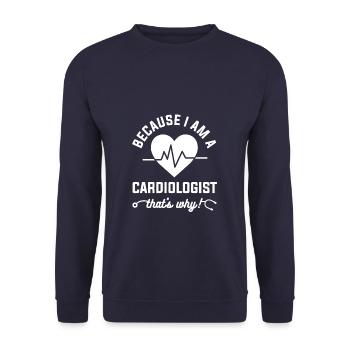 Weil ich Kardiologe bin, deshalb Kardiologie - Unisex Pullover - Navy - Vorne - Alina (178cm) & Michal (187cm)
