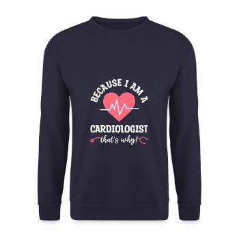 Weil ich Kardiologe bin, deshalb Kardiologie - Unisex Pullover - Navy - Vorne - Alina (178cm) & Michal (187cm)