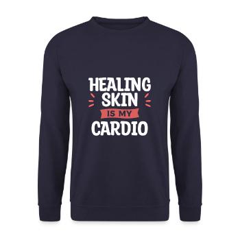 Heilung der Haut ist meine Herz-Kreislauf-Dermatologie - Unisex Pullover - Navy - Vorne - Alina (178cm) & Michal (187cm)