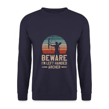Méfiez-vous que je suis gaucher Archer Archers Archery - Sweat-shirt Unisexe - marine - Devant - Alina (178cm) & Michal (187cm)