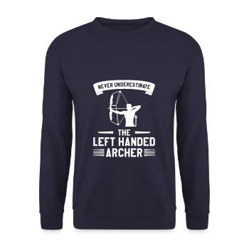 Ne sous-estimez jamais le tir à l’arc pour gaucher - Sweat-shirt Unisexe - marine - Devant - Alina (178cm) & Michal (187cm)