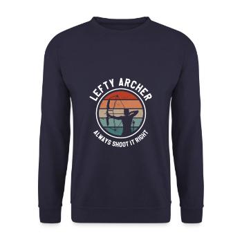 Lefty Archer tire toujours à droite Archers de tir à l’arc - Sweat-shirt Unisexe - marine - Devant - Alina (178cm) & Michal (187cm)