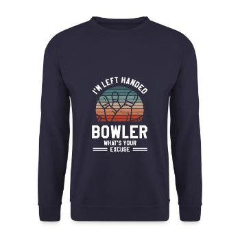 Je suis un joueur de quilles gaucher Quelle est votre excuse Bowling - Sweat-shirt Unisexe - marine - Devant - Alina (178cm) & Michal (187cm)
