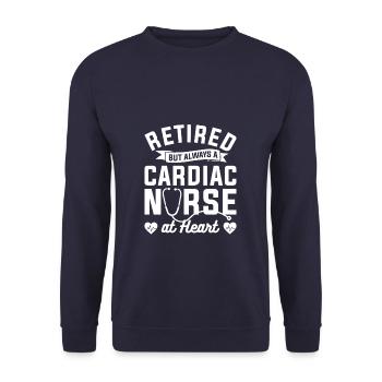 Retraitée mais toujours infirmière cardiaque dans l’âme - Sweat-shirt Unisexe - marine - Devant - Alina (178cm) & Michal (187cm)