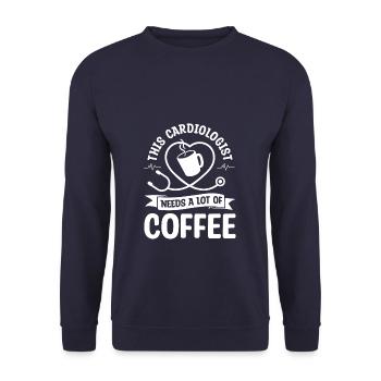 Dieser Kardiologe braucht viel Kaffeekardiologie - Unisex Pullover - Navy - Vorne - Alina (178cm) & Michal (187cm)