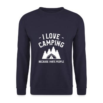 J’aime le camping parce que je déteste les gens Bushcraft - Sweat-shirt Unisexe - marine - Devant - Alina (178cm) & Michal (187cm)