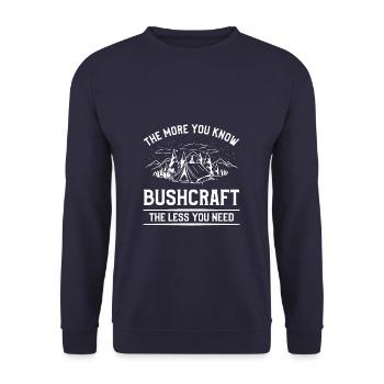 Plus vous connaissez le bushcraft, moins vous en avez besoin - Sweat-shirt Unisexe - marine - Devant - Alina (178cm) & Michal (187cm)