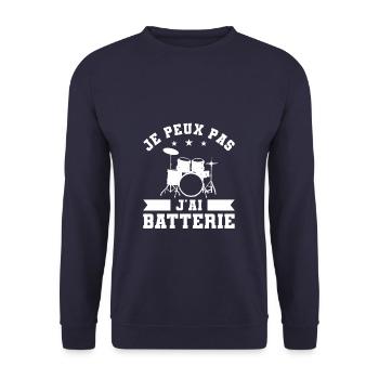 Je Peux Pas J'ai Batterie Batteur - Sweat-shirt Unisexe - marine - Devant - Alina (178cm) & Michal (187cm)