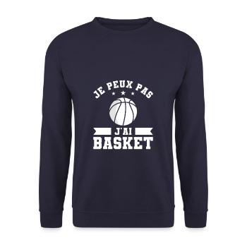 Je Peux Pas J'ai Basket Basket-ball Basketteur - Sweat-shirt Unisexe - marine - Devant - Alina (178cm) & Michal (187cm)