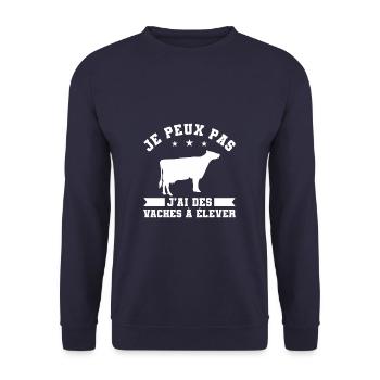 Je Peux Pas J'ai Des Vaches À Élever - Sweat-shirt Unisexe - marine - Devant - Alina (178cm) & Michal (187cm)