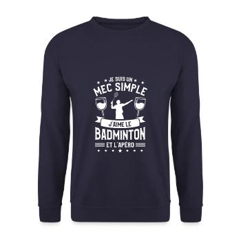 Je Suis Un Mec Simple J'aime Le Badminton Et - Sweat-shirt Unisexe - marine - Devant - Alina (178cm) & Michal (187cm)