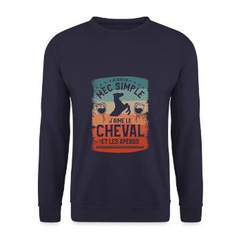 Je Suis Un Mec Simple J'aime Le Cheval Et L'Apéro - Sweat-shirt Unisexe - marine - Devant - Alina (178cm) & Michal (187cm)