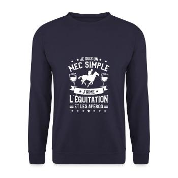Je Suis Un Mec Simple J'aime L'Équitation Et - Sweat-shirt Unisexe - marine - Devant - Alina (178cm) & Michal (187cm)