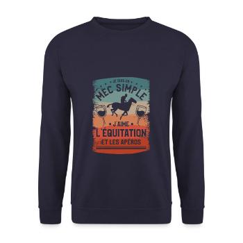 Je Suis Un Mec Simple J'aime L'Équitation Et - Sweat-shirt Unisexe - marine - Devant - Alina (178cm) & Michal (187cm)