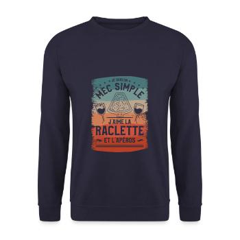 Je Suis Un Mec Simple J'aime La Raclette Et - Sweat-shirt Unisexe - marine - Devant - Alina (178cm) & Michal (187cm)