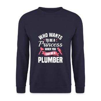 Wer will eine Prinzessin sein, wenn man eine sein kann - Unisex Pullover - Navy - Vorne - Alina (178cm) & Michal (187cm)