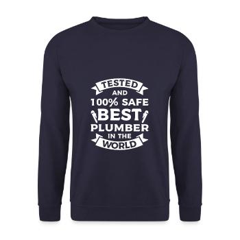 Tested And 100% Safe Best Plumber In The World - Unisex Sweatshirt - navy - Front - Alina (178cm) & Michal (187cm)
