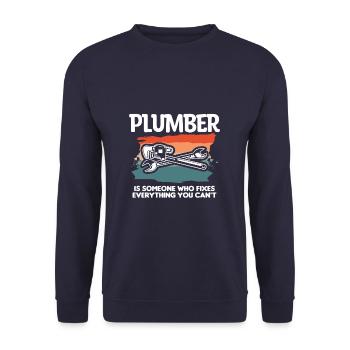 Klempner ist jemand, der alles repariert, was Sie nicht können - Unisex Pullover - Navy - Vorne - Alina (178cm) & Michal (187cm)