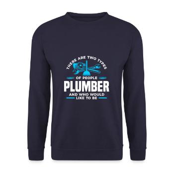 There Are Two Types Of People Plumber And Who - Unisex Sweatshirt - navy - Front - Alina (178cm) & Michal (187cm)