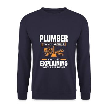 plombier Je ne discute pas, j’explique simplement pourquoi je - Sweat-shirt Unisexe - marine - Devant - Alina (178cm) & Michal (187cm)