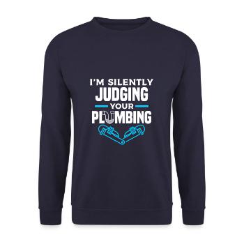 Je juge silencieusement votre plombier de plomberie - Sweat-shirt Unisexe - marine - Devant - Alina (178cm) & Michal (187cm)