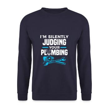 Je juge silencieusement votre plombier de plomberie - Sweat-shirt Unisexe - marine - Devant - Alina (178cm) & Michal (187cm)