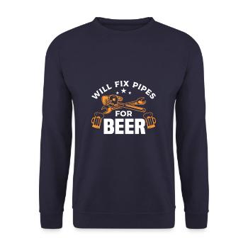Repariert Rohre für Bierklempner - Unisex Pullover - Navy - Vorne - Alina (178cm) & Michal (187cm)