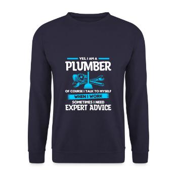 Yes I Am A Plumber Of Course I Talk To Myself When - Unisex Sweatshirt - navy - Front - Alina (178cm) & Michal (187cm)